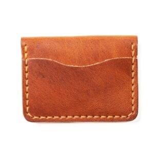 Ezanex Tan Leather Minimalist Card Holder Wallet