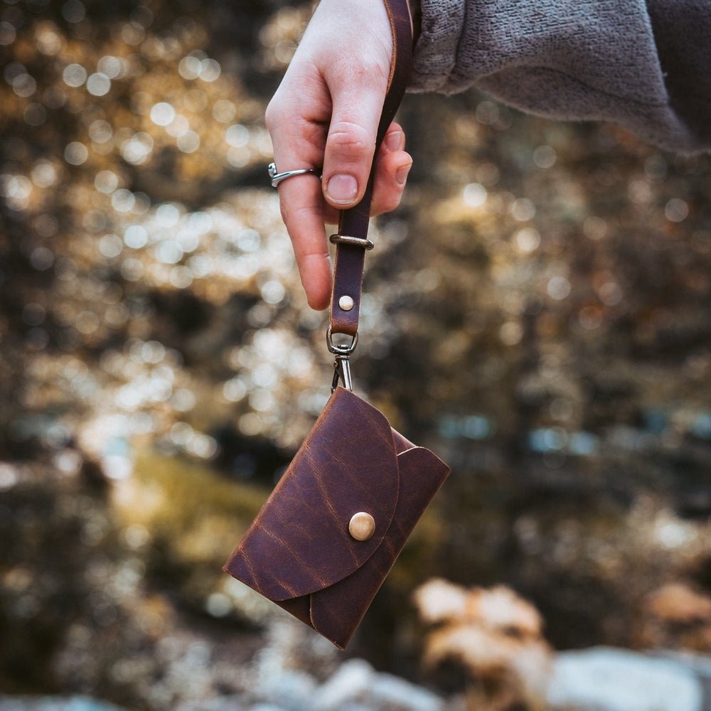 Ezanex Brown Leather Snap Closure Card Wallet with Wrist Strap - Image 3
